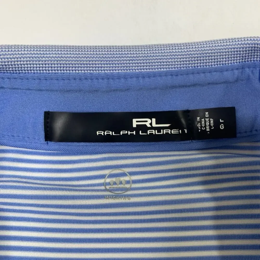RLX Ralph Lauren Polo Shirt Mens L Large Evening Wicking Stretch Striped Golf
